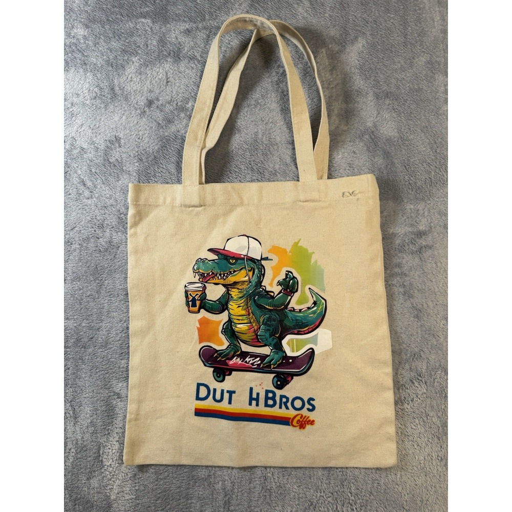 RARE Dutch Bros Coffee Misprint Tote Bag Jacksonville FL Promo Alligator Canvas